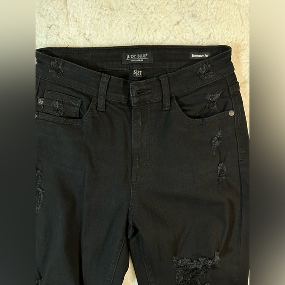 Judy Blu women’s high rise boyfriend fit black jeans size 5 waist size 27 - Picture 2 of 6